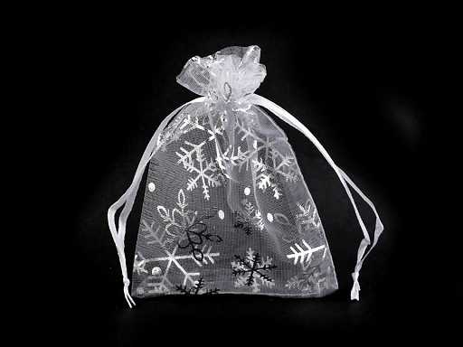 Geschenkbeutel Schneeflocken 9 x 12 cm Organza