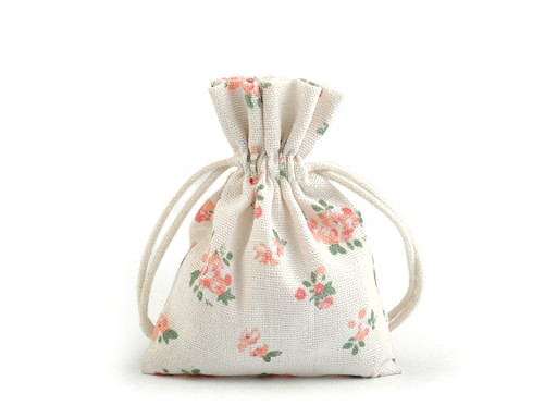 Cotton String Bag with Flowers 10x12 cm