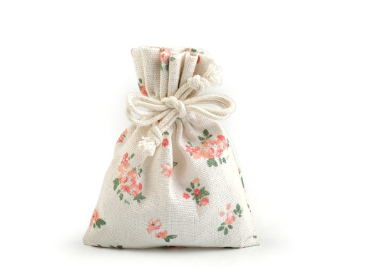 Sac cadeau à fleurs en coton, 10 x 12 cm