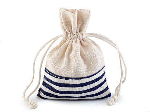 Linen Gift Bag with Stripes 10x13 cm