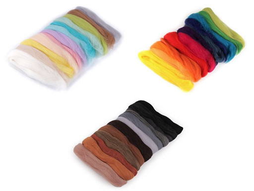 Lână merinos pieptănată, 50 g, 12 culori/set