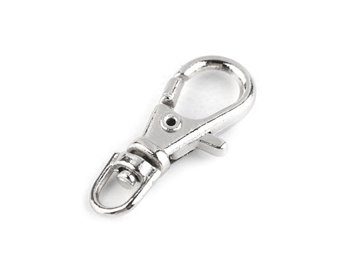 Karabińczyk metalowy z krętlikiem, otwór do przewlekania 4 mm