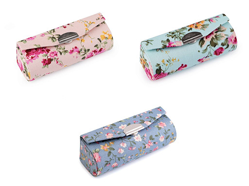 Etui na pomadkę w kwiaty z lusterkiem