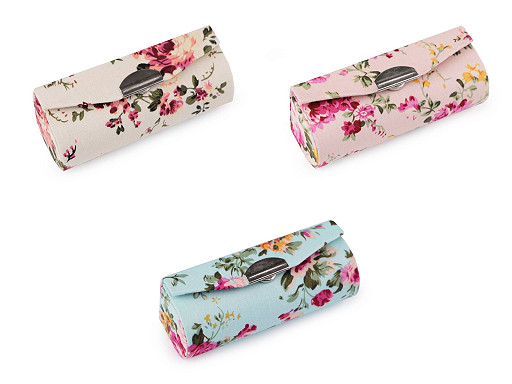 Etui na pomadkę w kwiaty z lusterkiem