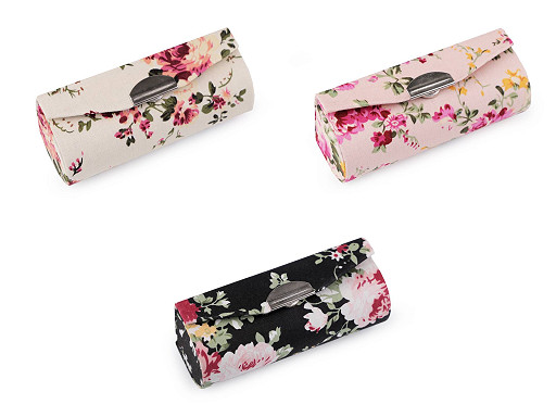 Etui na pomadkę w kwiaty z lusterkiem