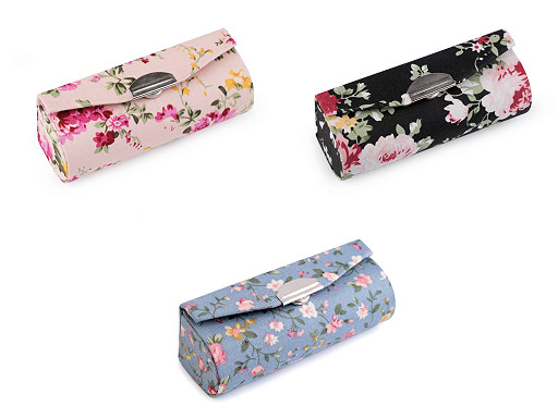 Etui na pomadkę w kwiaty z lusterkiem