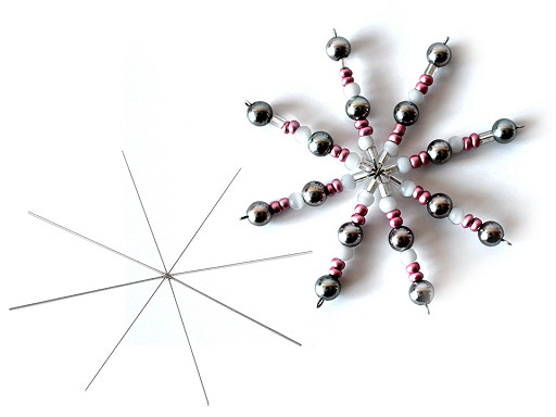 Hvězda / vánoční vločka drátěná šablona Ø10 cm