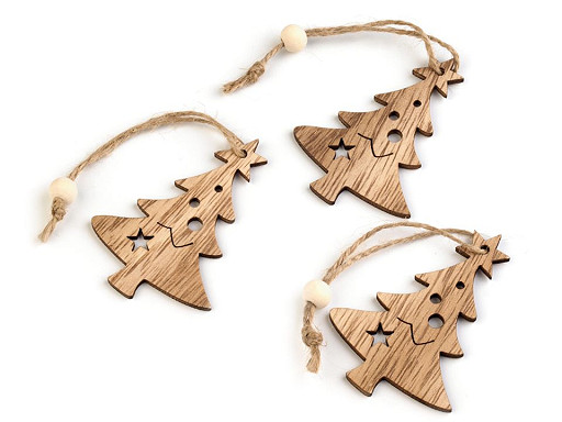 Christmas Wooden Hang Decoration - Snowflake, Tree, Star