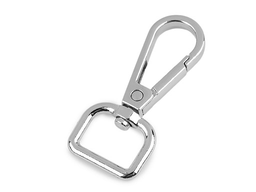 Karabińczyk metalowy z krętlikiem, otwór do przewlekania 15 mm