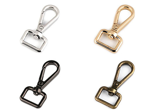 Karabińczyk metalowy z krętlikiem, otwór do przewlekania 15 mm