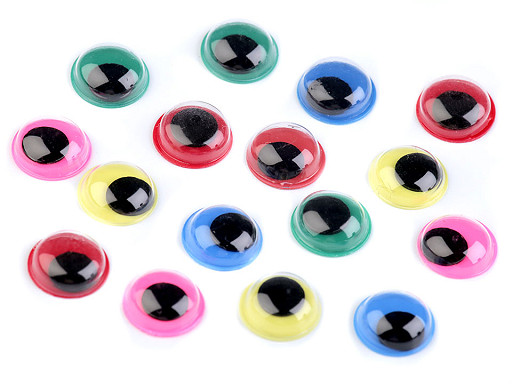 Yeux en plastique, diverses couleurs, Ø 10 mm