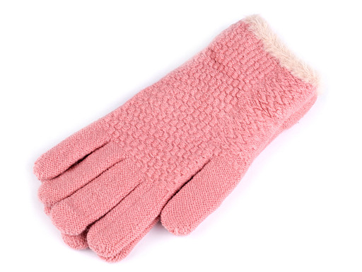 Dívčí pletené rukavice s kožešinovým lemováním
