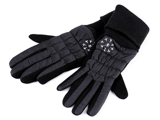Rękawiczki damskie pikowane płatki śniegu 