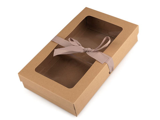 Paper Gift Box with Window and Ribbon