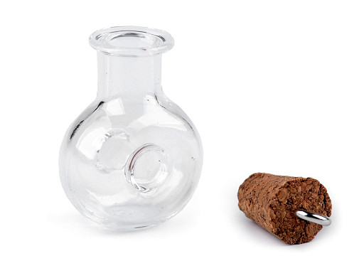 Glass Vial Pendant / Mini Wishing Bottle with Cork Stopper 20x28 mm