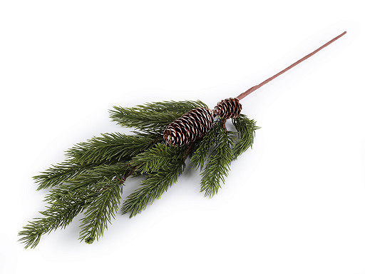 Artificial Frosted Pine Twig with Cones