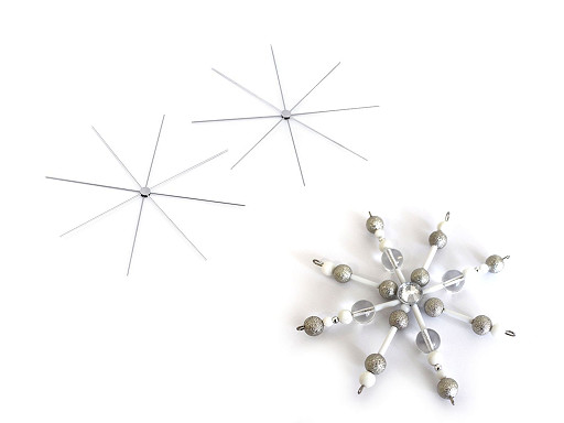 Stella/Fiocco di neve, in filo metallico, motivo: natalizio, per attività di fai-da-te, con perle, Ø 10 cm