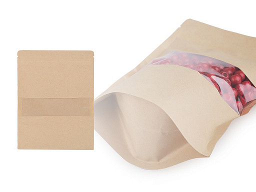 Papírový sáček s průhledem natural, střední