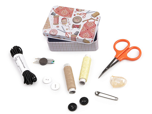 Przybornik do szycia w metalowej puszce