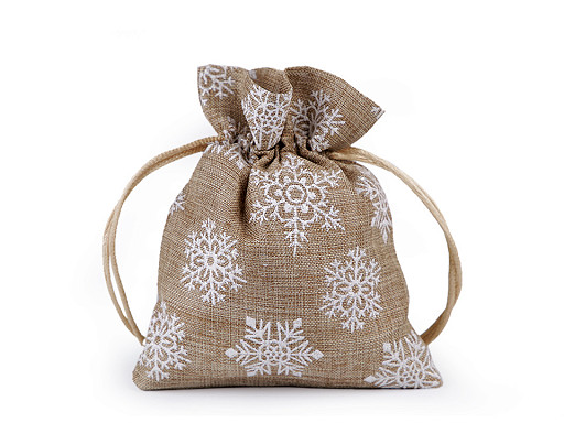 Gift Bag with Snowflakes and Glitter 10x13 cm