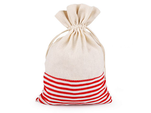 Linen Gift Bag with Stripes 18.5x28 cm