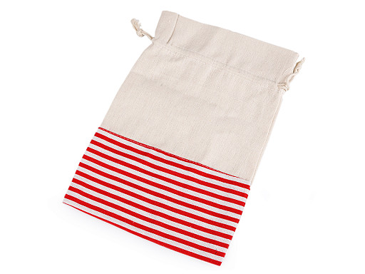 Woreczek podarunkowy 18,5x28 cm lniany w paseczki