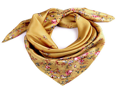 Saténový šátek květy růže 70x70 cm