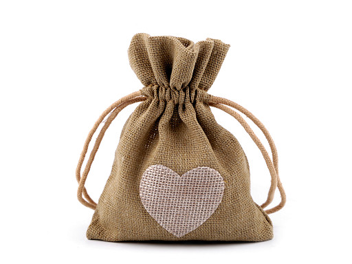 Cotton Drawstring Bag Heart 11x13 cm