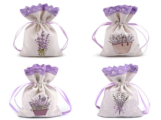 Borsa regalo, con stampa, motivo: lavanda, dimensioni: 9 x 12 cm