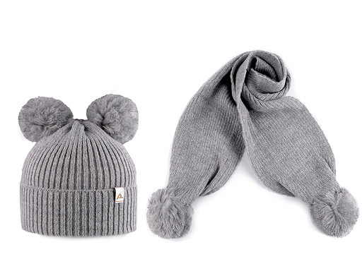 Komplet dziecięcy zimowy czapka i szalik z pomponami 