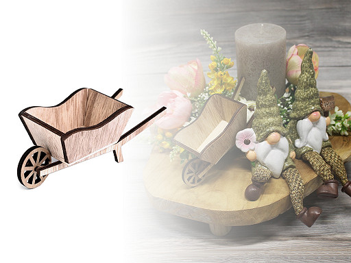 Wooden wheelbarrow decoration 6x16 cm