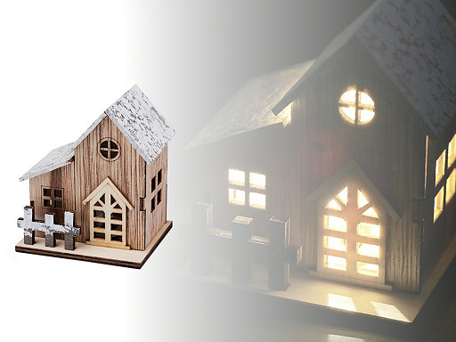 Dekorácia drevený domček svietiaci