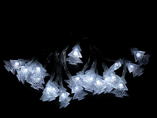 LED svetelná reťaz vločky, hviezdy, stromčeky na batérie