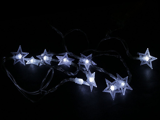 LED lánc pehely, csillag, fa elemre