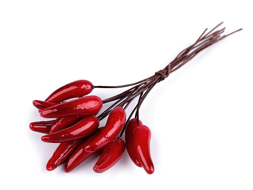 Artificial chili peppers on a wire