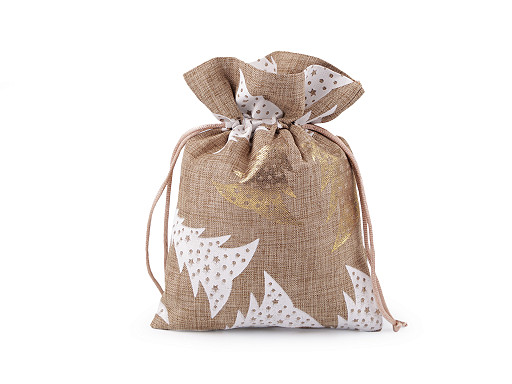 Christmas gift bag 14x19 cm imitation jute