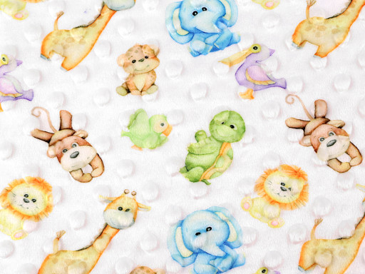 Minky Plush Fabric with 3D Polka Dots Animals