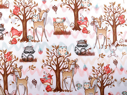 Tessuto di cotone/tela, motivo: animali della foresta