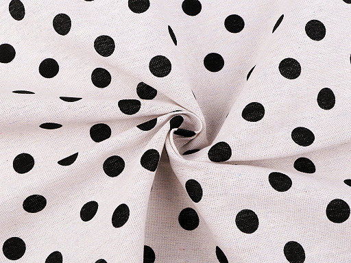 Cotton fabric / linen imitation, coarser, polka dots