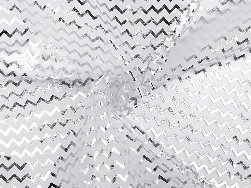 Tkanina dekoracyjna chevron z metalicznym nadrukiem