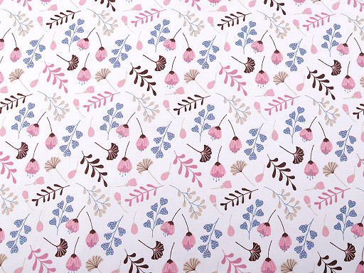 Cotton Fabric / Canvas, Flowers and Leaves