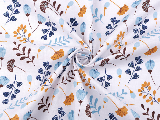 Tessuto di cotone / tela, motivo: fiori e foglie