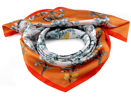 Satin Silk Scarf Butterfly 70x70 cm