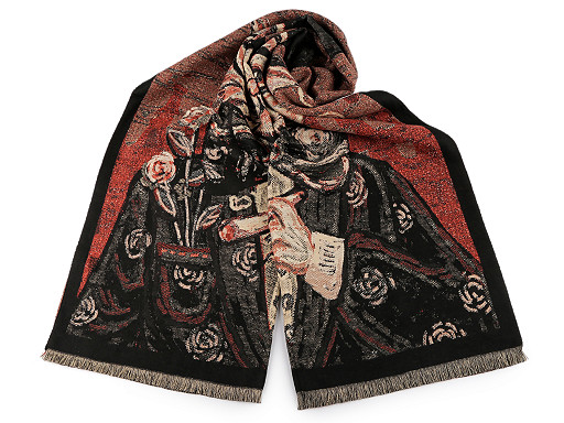 Esarfa / șal cu franjuri, 65x190 cm