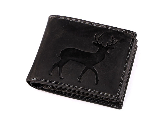 Men's Leather Wallet for hunters, fishermen, bikers 9.5x12 cm