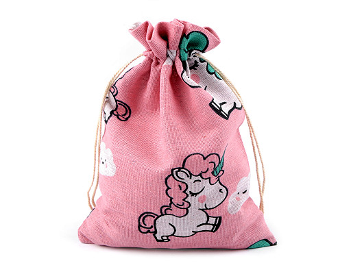 Borsa regalo in cotone, dimensioni: 17 x 22 cm, motivo: unicorno