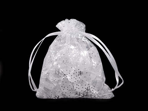 Christmas gift bag snowflakes 9x11 cm organza