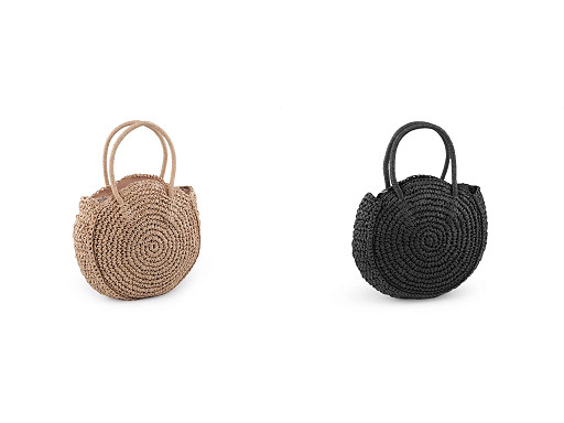 Sac à main en raphia crocheté avec fermeture Éclair, 33 x 37 cm