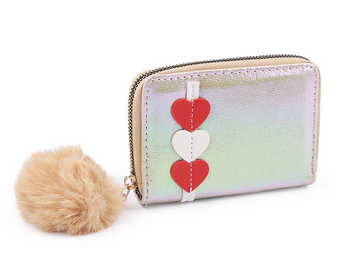 Girl's Metallic Wallet with Pompom 9x13 cm