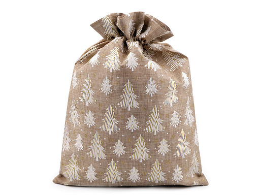 Bolsa de regalo con purpurina y estampado de árboles 30x40 cm, imitación de yute